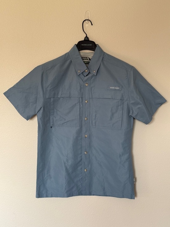 Eddie Bauer Other - Eddie Bauer Rainier Ripstop Short-Sleeve Button-Down Shirt -Chambray Blue, Small